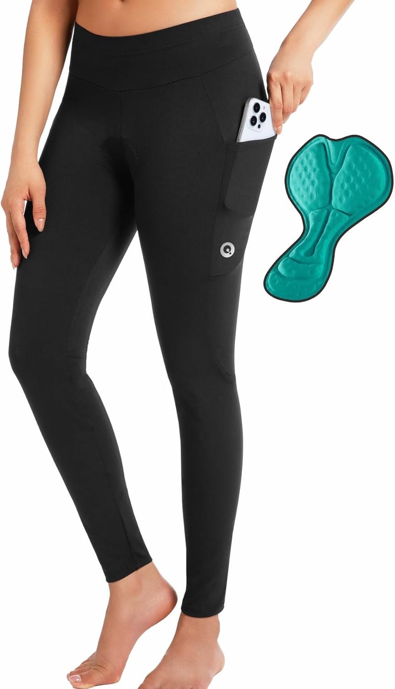 qualidyne Women's Cycling Pants 4D Padded, Compression Bike Tights with Side Pockets, UPF 50+ Sun Protection, Quick Dry - Image 1